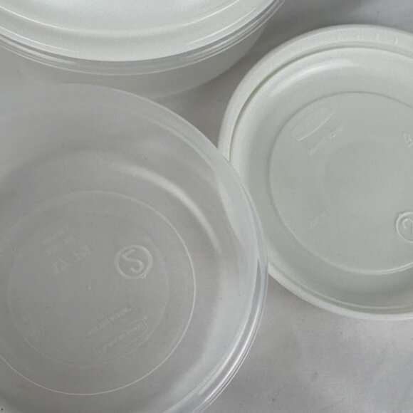 Vtg Rubbermaid Servin Saver Storage Container Round Set Of 3 Almond Lid #3 #2 - Picture 3 of 4